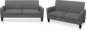 vidaXL Set canapea, 2 piese, gri închis, material textil