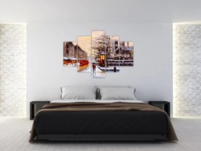 Tablou - Pictură oraș iarna (150x105 cm)