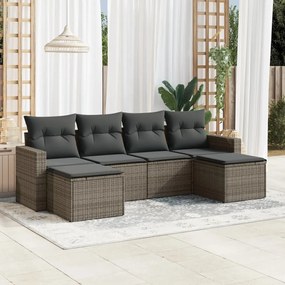 vidaXL Set mobilier grădină cu perne, 6 piese, gri, poliratan
