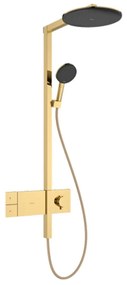 Coloana de dus cu baterie termostatata Hansgrohe Raindance Alive S para cu 3 functii auriu lucios