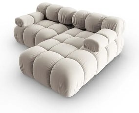 Colțar modular bej cu tapițerie din catifea (cu colț pe partea dreaptă) Bellis – Micadoni