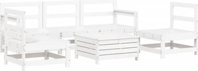 vidaXL Set canapea de grădină, 6 piese, alb, lemn masiv pin