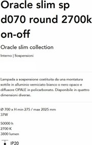 Lustra LED suspendata Oracle slim sp d070 round 2700k on-off BK