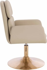 HR480N Scaun Crem Piele Ecologica Premium Soft cu Bază Aurie