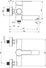 Lupo Baterie pentru cadă, montare pe perete Finisaj: Oțel periat BLU_F10M