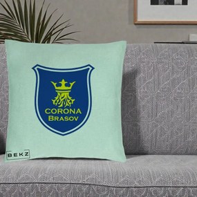 Perna Personalizata Corona Brasov Fotbal, 40x40 cm, Verde Menta, Husa Detasabila, Perna Inclusa, BEKZ®
