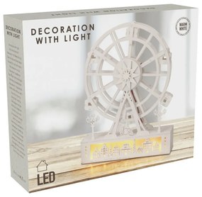 Decorațiune rotativă luminoasă de Crăciun Orașul, 26,5 x 5,5 x 20 cm, 4x LED, lemn