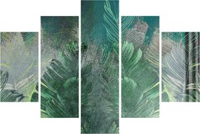Tablou - Textura de beton cu frunze (150x105 cm)