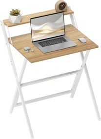 HOMCOM Birou pliabil 65,5 x 45 cm cu etajeră de depozitare pentru dormitor, spații mici, lemn natural | Aosom Romania