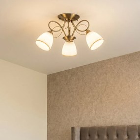 Plafonieră clasică bronz cu sticlă opală 3 lumini - Katarina