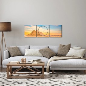 Tablou cu piramidele din Egipt (cu ceas) (90x30 cm)