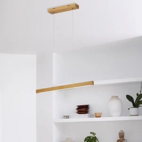 Pendul LED VERDE suspendat pe cablu, 18 W / 230 V, 3000 K, 76 cm, finisaj stejar