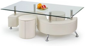 Masă de cafea Noe 3 H alb (cu taburete) (alb). 770208