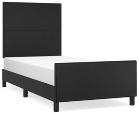 3125427 vidaXL Cadru de pat cu tăblie, negru, 90x200 cm, piele ecologică