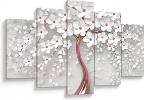 Tablou - Imaginea copacului alb cu flori albe, rosegold (150x105 cm)