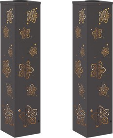 vidaXL Lumină LED Solară pentru Alei 2 pcs Negru Oțel laminat la rece