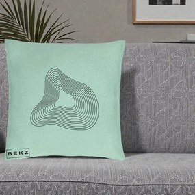 Perna Decorativa Abstract Linii Organice, 40x40 cm, Verde Menta, Husa Detasabila, Perna Inclusa, BEKZ®