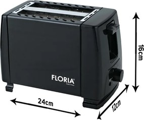 Prajitor de paine Floria ZLN1826 Negru, 700W, 7 nivele de control al temperaturii, buton de oprire
