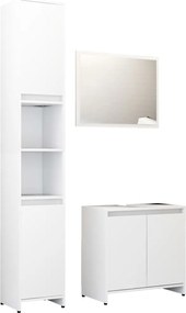 vidaXL Set mobilier de baie, 3 piese, alb, lemn prelucrat