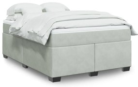 vidaXL Pat box spring cu saltea, gri deschis, 140x200 cm, catifea