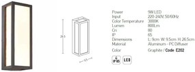 Aplica LED de perete pentru iluminat exterior, IP65 Lees grafit