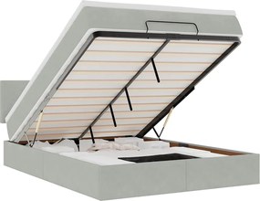 vidaXL Cadru de pat otoman cu saltea Gri deschis 140x190cm catifea