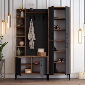 Cuier cu pantofar Casamob Hall Stand, Nuc, 150 x 200 x 35 cm