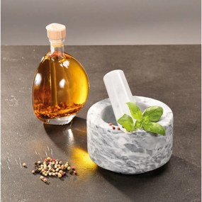 Kesper 71505 Mortier de marbre avec pilon, blanc,diamètre 13 cm