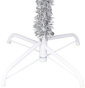Brad de Craciun artificial cu LED suport argintiu 180 cm PET 1, Argintiu, 180 cm