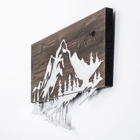 Accesoriu decorativ de perete din lemn Mountain v2 argintiu