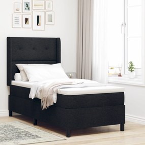 vidaXL Pat cu saltea cu arcuri & LED Negru 80x200 cm, Țesătură