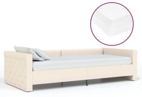 3080341 vidaXL Pat de zi cu saltea și USB, crem, 90x200 cm, textil