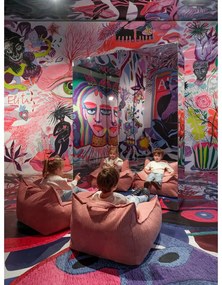 Fotoliu puf pentru copii roz cu tapițerie din catifea reiată Chair – Wigiwama