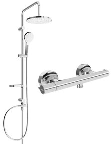 Mexen Erik set de duș cu pară de tip ploaie și baterie de duș termostatică Slim, Crom - 77105205-00