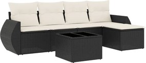 vidaXL Set mobilier de grădină cu perne, 6 piese, negru, poliratan