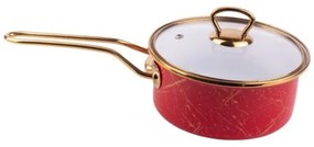 Cratita cu capac din sticla Goldmann GM 4521-16R, 16x8 cm, 1.5 L, Email, Inductie, Rosu/Old Gold