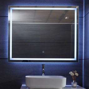 Aquamarin Oglindă de baie cu iluminare LED, 100 x 80 cm