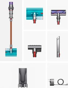 Aspirator vertical Dyson V10 Cyclone Submarine 594446-01, 150AW, 0,76 L, 60 min, uscat/umed, 3 moduri, golire igienică, Root Cyclone™, nichel/turcoaz