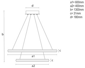 Candelabru LED dimabil suspendat pe cablu LED/90W/230V 3000-6500K Ø 60 cm + telecomandă