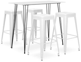 vidaXL Set mobilier de bar, 5 piese, alb