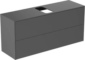 Dulap baza suspendat Ideal Standard Atelier Conca 2 sertare si blat cu decupaj central 120 cm antracit mat