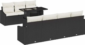 vidaXL Set de canapele pentru grădină cu pernă 8 pcs Negru poliratan