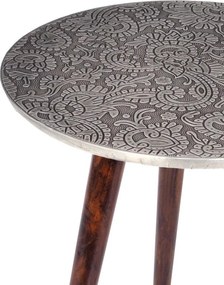 Masuta auxiliara design unicat Alcasar 50cm, argintiu antic