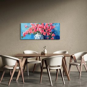 Tablou - Vază cu flori roz (120x50 cm)