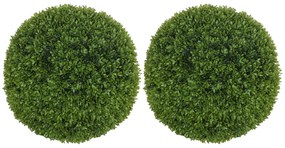 HOMCOM Set de 2 bule de bux artificial de 40 cm decorațiuni pentru interior sau exterior verde închis | Aosom Romania