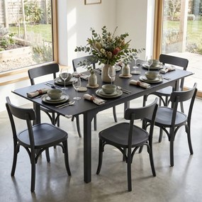 HOMCOM Masă de Grădină Extensibilă pentru 4-6 Persoane cu Picioare din Oțel, 160x70x75 cm, Negru | Aosom Romania