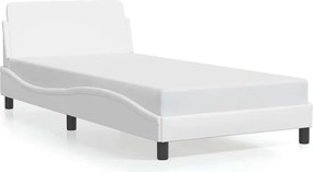 vidaXL Cadru de pat, Dover, alb, 100x203 cm, piele ecologică