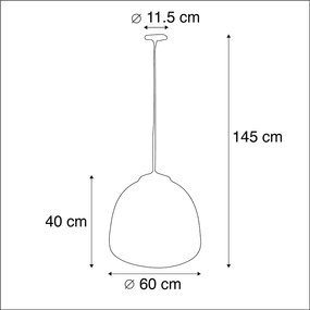 Lampă suspendată neagră cu interior din alamă 60 cm - Hoodi
