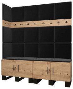 Set mobilier pentru hol Amanda 12 (Stejar artisan + Negru). 1085960