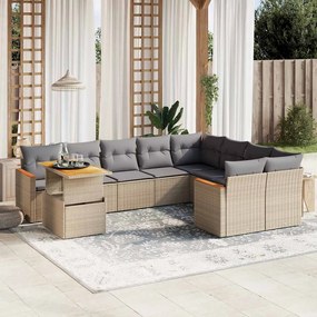 vidaXL Set canapele de grădină cu perne, 10 piese, bej, poliratan